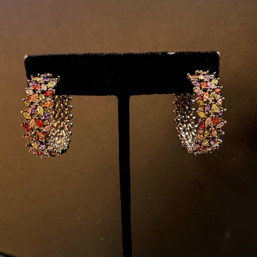 Theia Multicolor Crystal Hoop Earrings